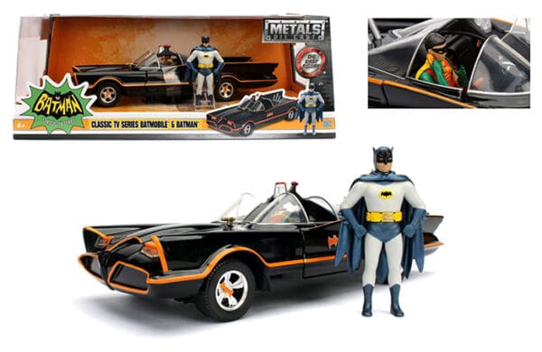 Jada 1:24 1966 Batmobile with Batman & Robin Figures – Classic TV Series – Hollywood Rides