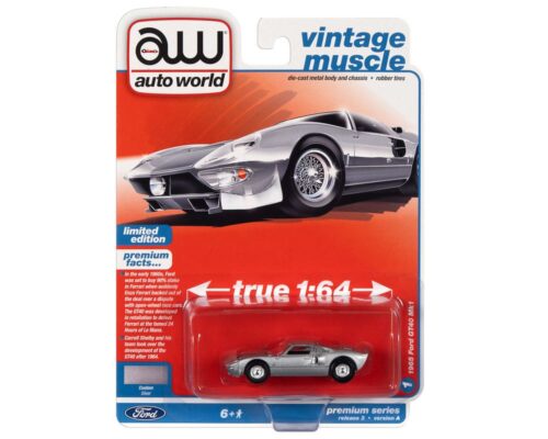 Auto World 1:64 Premium 2022 Release 3A – 1965 Ford GT MK1 Blue Solid Case – Vintage Muscle