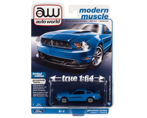 Auto World 1:64 Premium 2022 Release 3A – 2015 Ford Mustang CT/CS Grabber Blue Solid Pack