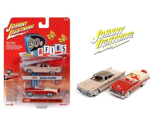 Johnny Lightning 1:64 2 Pack 1959 Desoto Fireflite & 1956 Chevrolet Bel Air Convertible Release B – ’50s & Fins