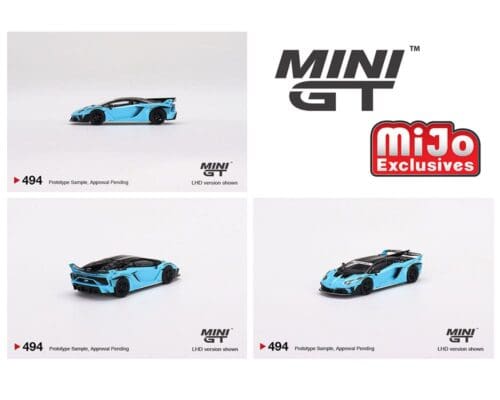 Mini GT 1:64 Lamborghini  LB-Silhouette WORKS Aventador GT EVO – Baby Blue – Mijo Exclusive USA