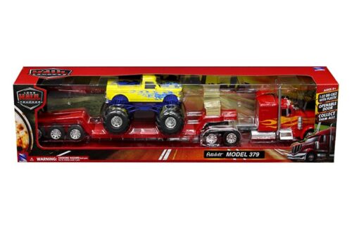 New Ray 1:32 Peterbilt 379 Low Boy W/ 1:32 Monster Truck  – Long Hauler Truckers