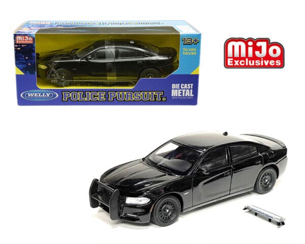 Welly 1:24 2016 Dodge Charger R/T Police Pursuit (Plain Black) MiJo Exclusives