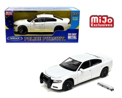 Welly 1:24 2016 Dodge Charger R/T Police Pursuit (Plain White) MiJo Exclusives