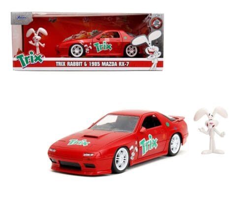 Jada 1:24 1985 Mazda RX-7 With Trix rabbit – General Mills – Hollywood Rides