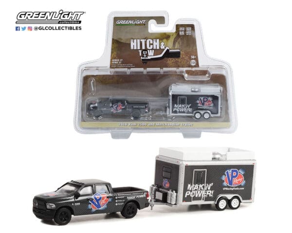 Greenlight 1:64 Hitch & Tow Series 27 – VP Racing Fuels ‘Makin’ Power!” – 2018 Dodge Ram 2500 Pickup and Merchandise Trailer