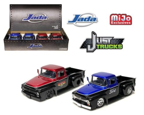 Jada 1:24 1956 Ford F-100 Pickup Pro-Stock Ford Mickey Thompson – Just Trucks – MiJo – Display Tray Set of 2