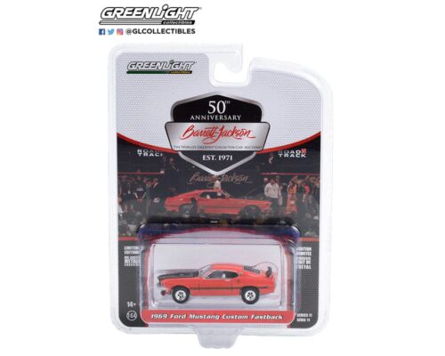 Greenlight 1:64 Barrett-Jackson Series 11- 1969 Ford Mustang Custom Fastback (Lot #765.1) (Race Red with Black Hood) Solid Pack