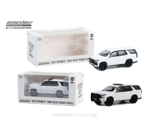 Greenlight 1:64 Hot Pursuit 2022 Chevrolet Tahoe Police With & Without Light Bar (Plain White) – Hobby Exclusive