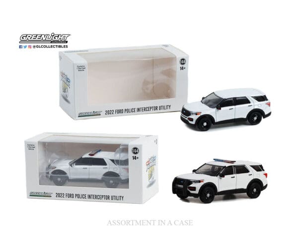 Greenlight 1:64 Hot Pursuit 2022 Ford Police Interceptor Utility With & Without Light bar (Plain White) – Hobby Exclusive