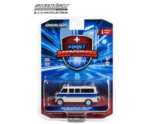 Greenlight 1:64 First Responder Series 1 1969 Ford Econoline Ontario Canada Hospital Ambulance Solid Pack