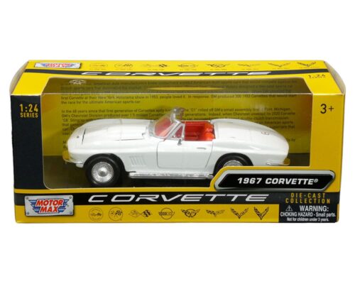 Motormax 1:24 1967 Chevrolet Corvette C2 (White with red interior) – History of Corvette