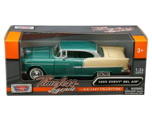 Motormax 1:24 1955 Chevrolet Bel Air 2 Tone (Green with Cream) – Timeless Legends