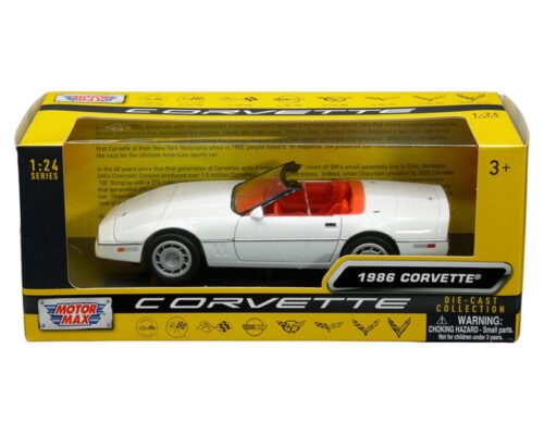 Motormax 1:24 1986 Chevrolet Corvette C4 (White with red interior) – History of Corvette