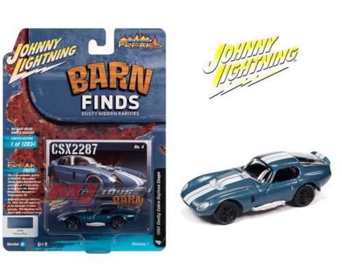 Johnny Lightning 1:64 1964 Shelby Cobra Daytona Coupe (Viking Blue) – Barn Finds – Street Freaks 2022 Release 1 Version B