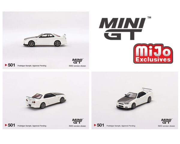 Mini GT 1:64 Nissan Skyline GT-R (R34) V-Spec II N1 (White) – MiJo Exclusives USA