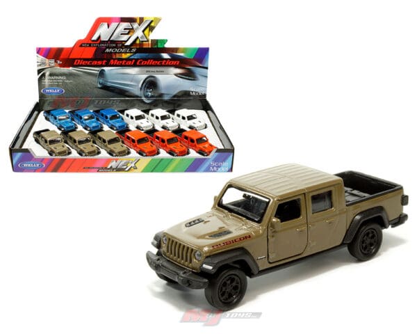 Welly 2020 Jeep Gladiator (Blue,White,Tan,Red)(4.75″) – Display Tray Set of 12