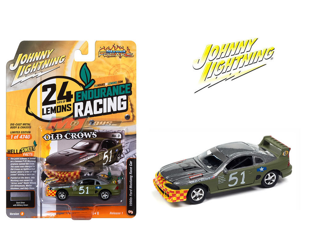 Johnny Lightning 1:64 Street Freaks 2023 Release 1 Version B 1990 Ford  Mustang Race Car - Green - Solid Pack