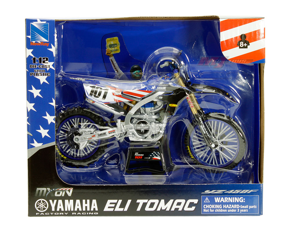 New Ray 1:12 Yamaha Factory Racing YZ450F #101 Eli Tomac - Blue with Stars  and Stripes - Motocross of Nations (MXON) - Motorcycles - M & J Toys Inc.  Die-Cast Distribution