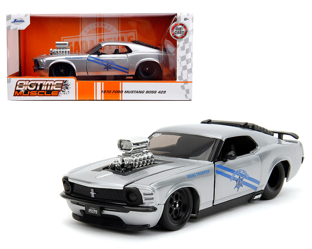 Jada 1:24 1970 Ford Mustang Boss 429 with Engine Blower - Highway Drag -  Silver – Bigtime Muscle