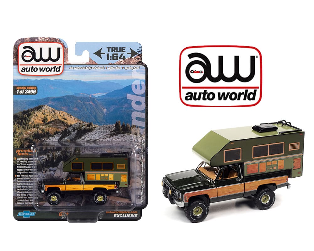 Auto World 1:64 1980 Chevrolet K10 Silverado With Camper Limited