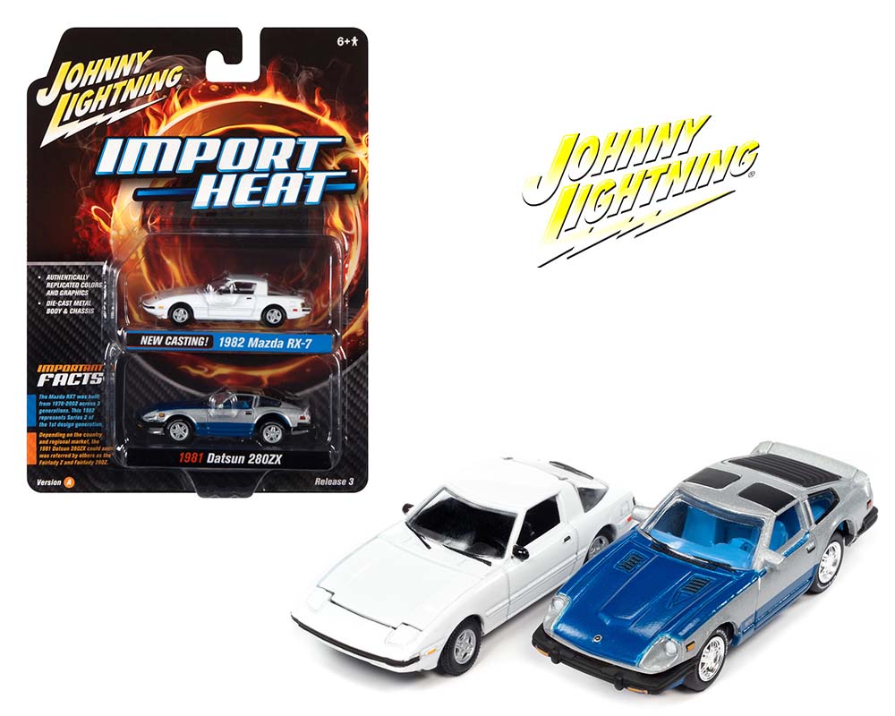 Johnny Lightning 1:64 1982 Mazda RX-7 and 1981 Datsun 280ZX - Import Heat 2  Pack