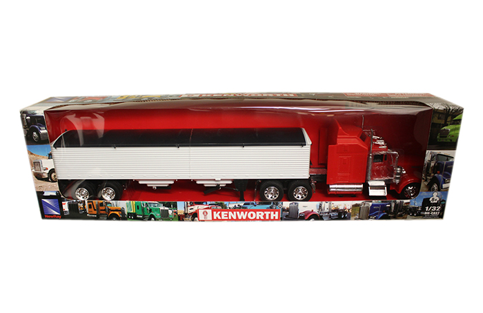 Freightliner 114SD Flatbed Truck with Crane Red with Accessories Long Haul Trucker Series 1/32 Diecast Model by New Ray