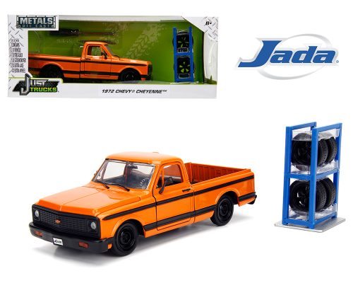 Jada 1:24 1972 Chevrolet Cheyenne – Orange – Just Trucks with Rack and Extra Wheels