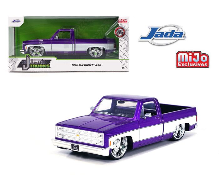 (Preorder) Jada 1:24 1985 Chevrolet C10 Pickup with Lorenzo Wheels – Purple White- Just Trucks – MiJo Exclusives Limited Edition 2,400 Pieces