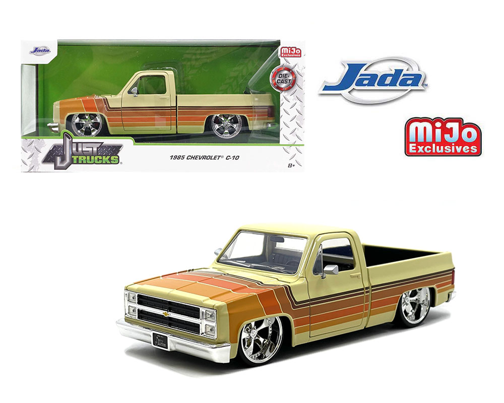 (Preorder) Jada 1:24 1985 Chevrolet C10 Pickup with Cartelli Wheels – Beige – Just Trucks – MiJo Exclusives Limited Edition 2,400 Pieces