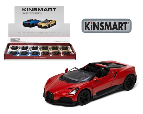 Kinsmart 1:36 Bugatti Mistral – 4 Colors – Display Tray Set of 12