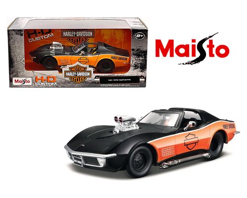 Maisto 1:24 1970 Chevrolet Corvette BlackOrange  – Harley-Davision Custom