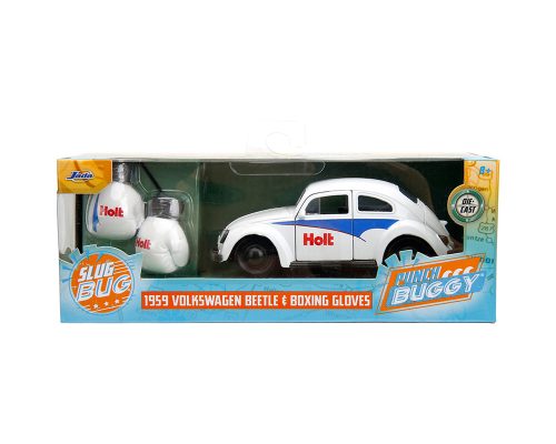 Jada 1:32 1959 Volkswagen Beetle (White) Holt & Boxing Gloves – Punch Buggy Slug Bug