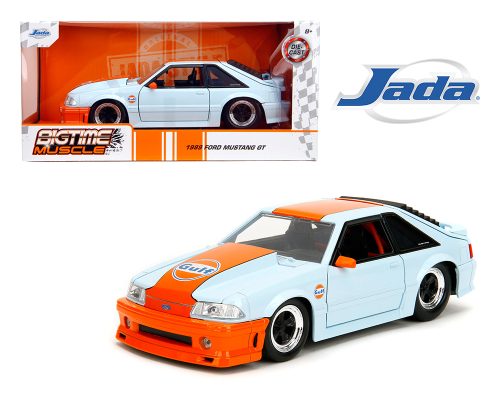 Jada 1:24 1989 Ford Mustang GT Gulf – Light Blue / Orange – Bigtime Muscle