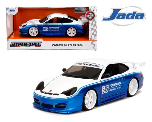 Jada 1:24 Porsche 911 GT3 RS (996) – White/Blue – Hyper-Spec