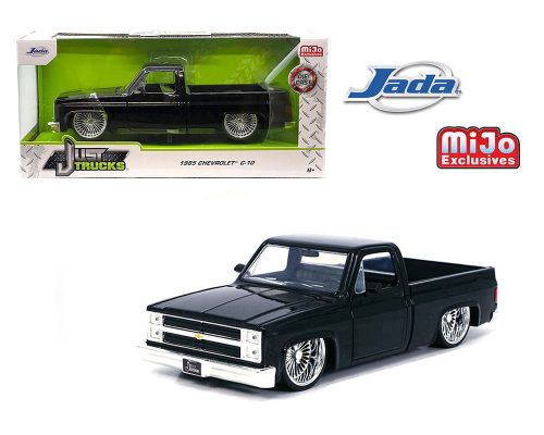 Jada 1:24 1985 Chevrolet C10 Pickup with Wire Wheels – Black – Just Trucks – MiJo Exclusives Limited Edition 2,400 Pieces