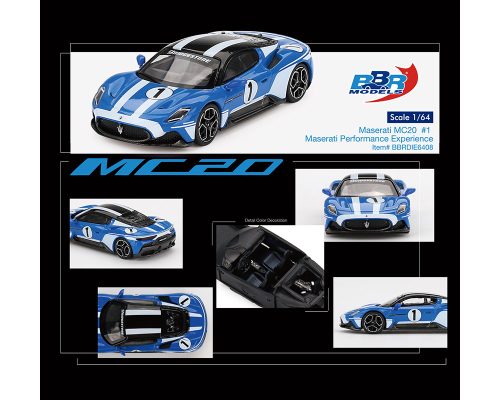 (Preorder) BBR Models 1:64 Maserati MC20 #1 Maserati Performance Experience – Blue – Limited Edition