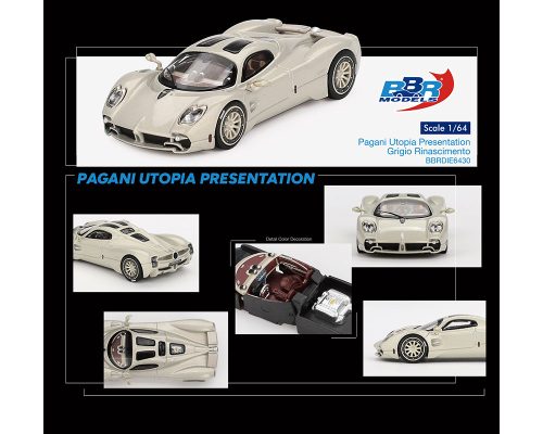 (Preorder) BBR Models 1:64 Pagani Utopia Presentation Grigio Rinascimento – Limited Edition