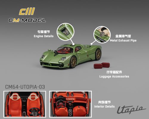 (Preorder) CM Model 1:64 Pagani Utopia – Metallic Green – Limited Edition