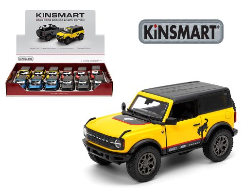 Kinsmart 1:34 2022 Ford Bronco Livery Edition with Hard Top (KT5438DFB)  – Display Tray Set of 12