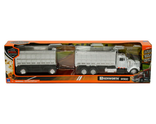 New Ray 1:43 Kenworth W900 Double Dump Truck Chrome – White – Long Haul Trucker