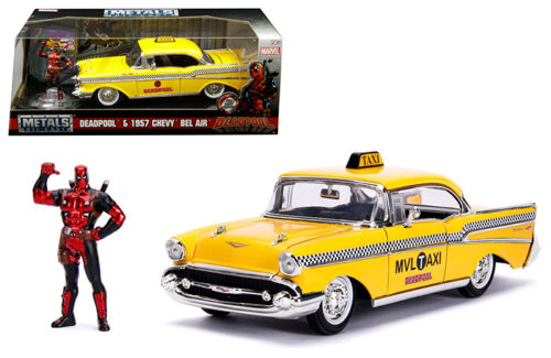 Jada 1:24 1957 Chevrolet Bel Air Taxi w/ Deadpool – Marvel Avenger -Hollywood Ride