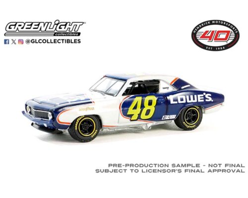 Greenlight 1:64 1969 Chevrolet Camaro – Jimmie Johnson / Hendrick Motorsports First Win Tribute – April 28, 2002 – California Motor Speedway