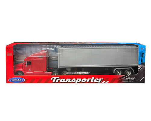 Welly 1:32 Freightliner Columbia Container (Red-Silver) – Transporter