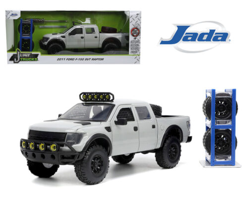 Jada 1:24 2011 Ford F-150 SVT Raptor – Grey – Just Trucks with Rack & Wheels