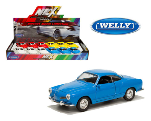 Welly 4.75″ Volkswagen Karmann Ghia Coupe – 4 Colors – Display Tray Set of 12