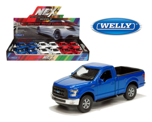 Welly 4.75″ 2015 Ford F-150 Regular Cab – 3 Colors – Display Tray Set of 12