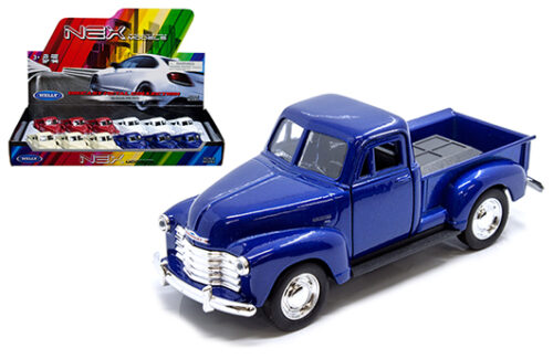 Welly 4.75″1953 Chevrolet 3100 Pick Up Truck(Blue-Cream-Red-White) – Display Tray Box Set of 12