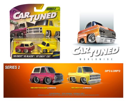 CarTuned 1:64 2-Pack Series 2 – 1969 Chevrolet K5 Blazer Lowrider and 1987 Chevrolet C10 Lowrider