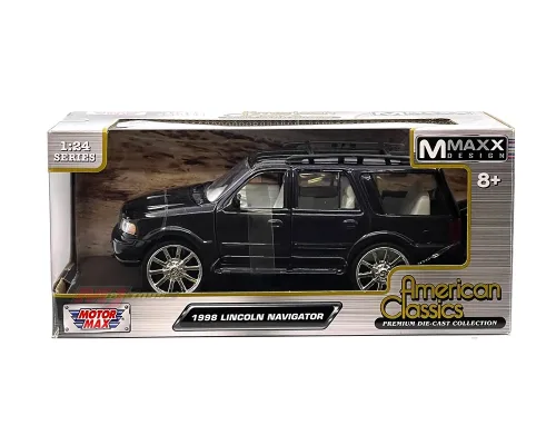 Motormax 1:24 1998 Lincoln Navigator with Custom Wheels – Black – American Classics Mmaxx Design